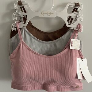 Jessica Simpson 3pc PullOn LaceBack Rib Knit Bras set sz M